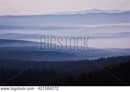 Smoky Morning From Viewpoint Of Blue Ridge Pkw, Us