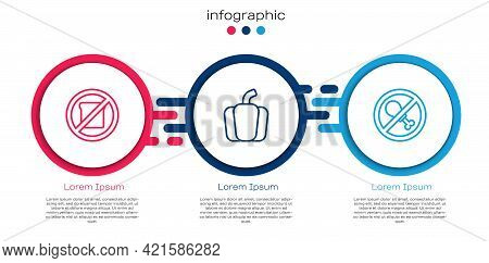 Set Line Gluten Free Grain, Bell Pepper And No Meat. Business Infographic Template. Vector