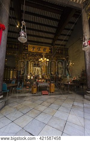 Penang, Malaysia - February 13,2019 : The Ancestral Hall Of Pinang Peranakan Mansion In Penang, Mala