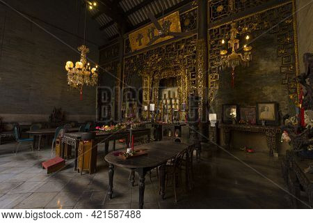 Penang, Malaysia - February 13,2019 : The Ancestral Hall Of Pinang Peranakan Mansion In Penang, Mala
