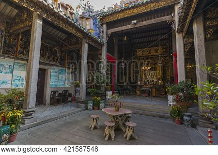 Penang, Malaysia - February 13,2019 : The Ancestral Hall Of Pinang Peranakan Mansion In Penang, Mala