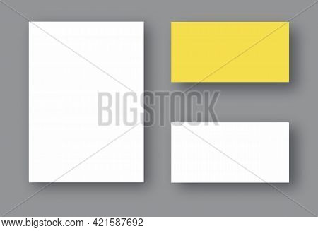 Set Of Two White Realistic Blank Pages With Shadow. Mock Up Template For Your Design. Vector Illustr