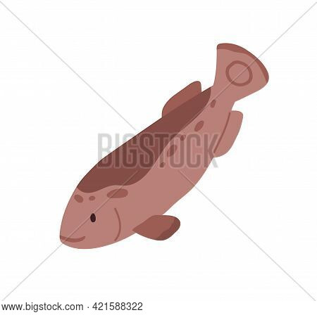 Sea Sebastes With Spots On Back. Undersea Spotty Fish. Ocean Underwater Animal. Colored Flat Vector 