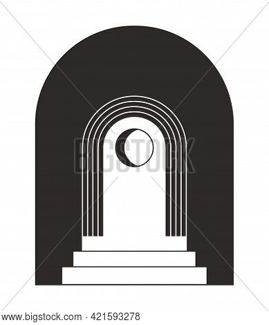 Moroccan Stairs, Arch, Walls, Arc Vector Icon. Architecture Elements Boho