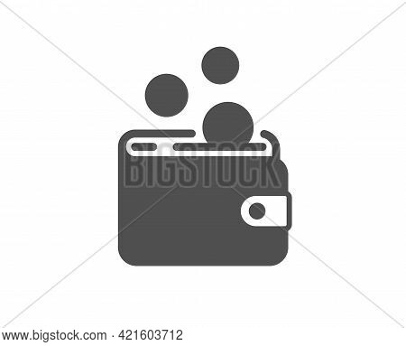 Wallet Money Simple Icon. Cash Coins Sign. Business Income Symbol. Classic Flat Style. Quality Desig