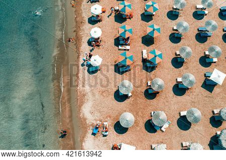 Overhead View Of Alaminos Beach, Cyprus, Toned Photo