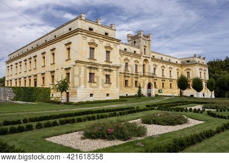 Slezske Rudoltice, Czech Republic - September 5, 2020: The Yellow Castle In Slezske Rudoltice, Czech