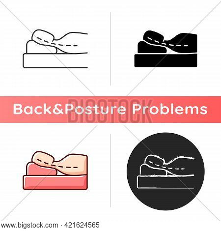 Sleeping With Head Elevated Icon. Worsening Chronic Neck Pain And Stiffness. Scoliosis. Incorrect Sl