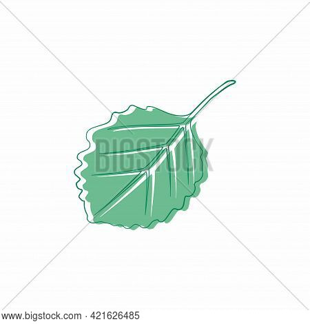 Graceful Green Leaves. Flat Twig. Vector Isolated Element. Garden Plant. Icon. Summer Or Spring Desi