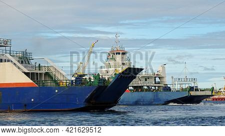 Labuan,malaysia-june 3,2019: View Of A Labuan Island Ro Ro Passenger And Vehicle Ferry Cruising In L