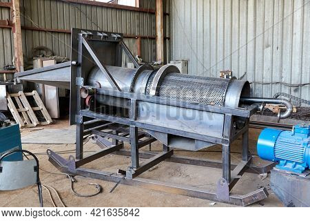 Newly Manufactured Unpainted Trommel Screen In Workshop