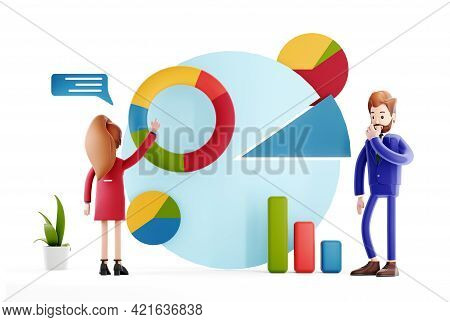 Businessman With Infographics Presentation Or Discussion Of New Project And Performance Indicators. 