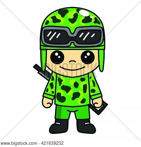 Mascot Illustration Of Cute Army Or Soldier Cartoon Character