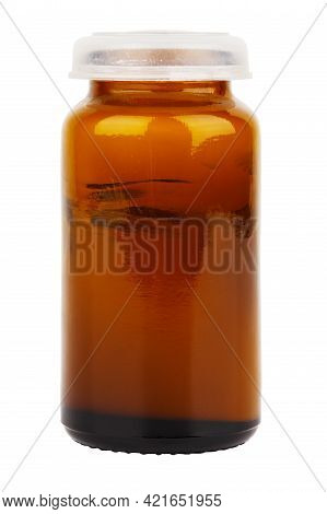 Small Brown Glass Jar Of Medical Ointment - Isolated