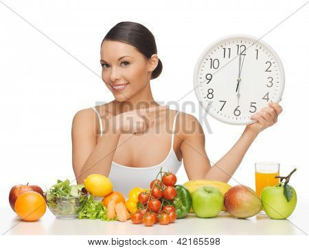 picture of beautiful woman with big clock