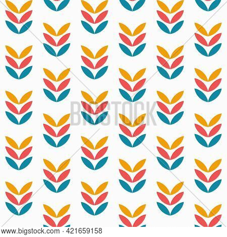 Mid Century Style. Modern Contemporary 60s Background. Minimalist Scandinavic Floral Seamless Patter
