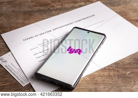Clarksburg, Md, Usa 05-12-2021: Biden Administration Announced An Agreement That Ride Share Apps  Ly