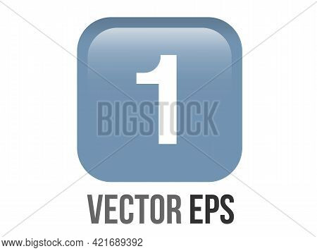 Vector Shiny And Smooth Gradient Blue Keycap White Digit One Icon Button With Round Corners