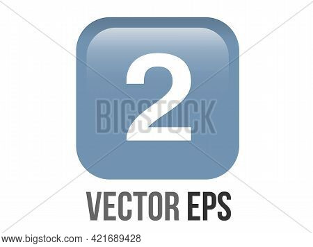 Vector Shiny And Smooth Gradient Blue Keycap White Digit Two Icon Button With Round Corners