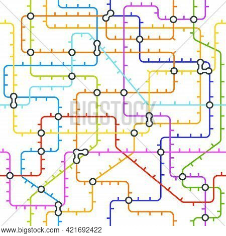 Abstract Metro Map In Shape Of Circle. Vector Subway Underground Scheme. City Transportation Diagram