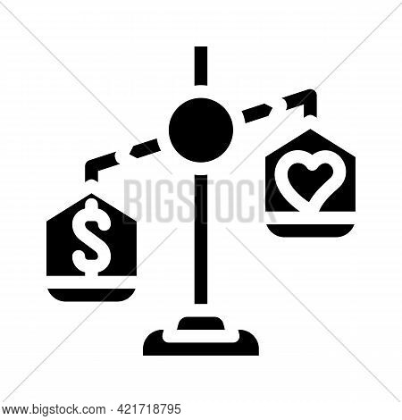 Choosing Between Conscience And Money Glyph Icon Vector. Choosing Between Conscience And Money Sign.