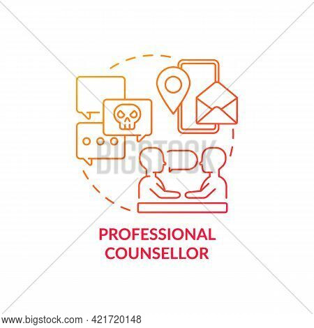 Professional Counsellor Concept Icon. Combating Cyberharassment Idea Thin Line Illustration. Mental 