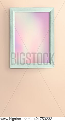 Green photo frame mockup on pink background
