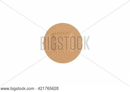 Top View Medical Plaster Isolated On A White Background. Medical Sticking Patch Isolated On White. F
