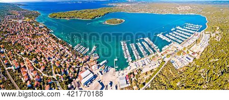 Punat. Town Of Punat And Monastery Island Of Kosljun Aerial Panoramic View, Island Of Krk, Kvarner B