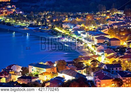 Baska. Aerial Evening View Of Town Of Baska. Island Of Krk In Croatia.