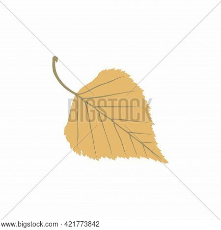 Graceful Ochre Leaves. Flat Twig. Vector Isolated Element. Garden Plant. Icon. Summer Or Spring Desi