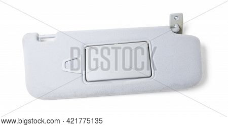 Car Visor Interior. Auto Grey Sun Visor With Mirror On White Isolated Background. Auto Service Indus