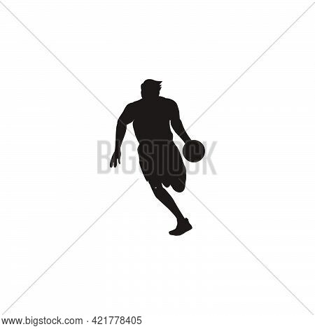 Silhouette Of Man Dribbling The Ball On Basket Ball Game - Illustrations Of Basket Ball Player Dribb