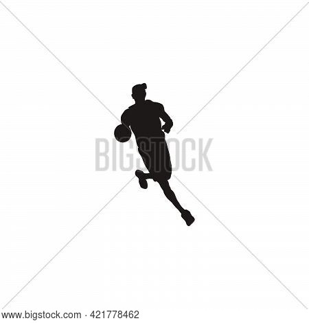 silhouette of man smooth dribbling the ball on basket ball game - illustrations of basket ball player smooth dribbling the ball cartoon silhouette isolated on white