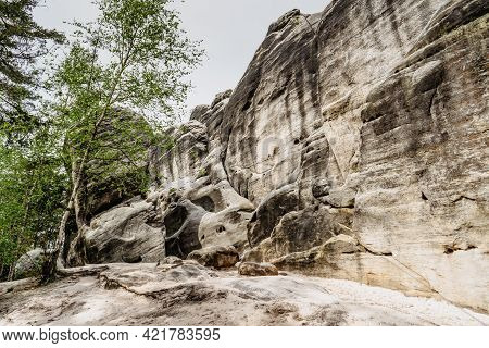 Cat Rocks Near Ostas Nature Reserve,broumov Region,czech Republic.view Of Rocks,bizarre Sandstone Fo