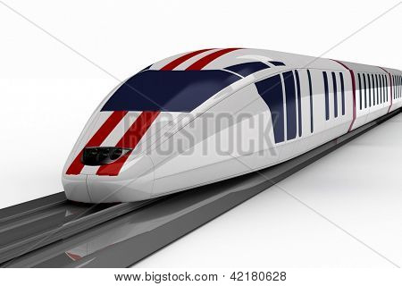 รถไฟความเร็วสูงบนพื้นหลังสีขาว
