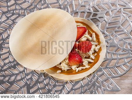 Wafers With Sweet And Chopped Fruit - Traditional Colombian Dessert