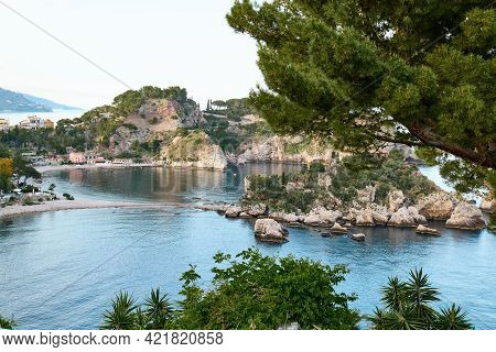 Isola Bella Island Near Taormina, Sicily, Italy Beautiful Small Island Surrounded By Azure Waters Of