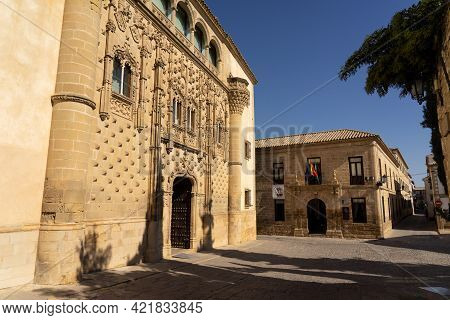 Baeza, Spain - September 07, 2020: Jabalquinto Palace Facade In The Old Town Of Baeza, World Heritag