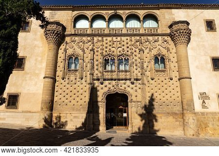 Baeza, Spain - September 07, 2020: Jabalquinto Palace Facade In The Old Town Of Baeza, World Heritag