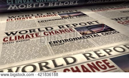 Climate Change World Report Retro Newspaper Printing Press