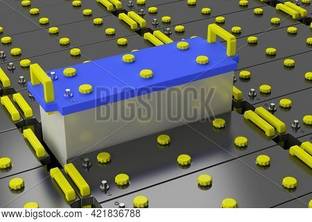 3d Rendering. 24v Battery For Truck. Commercial Vehicle Accumulator