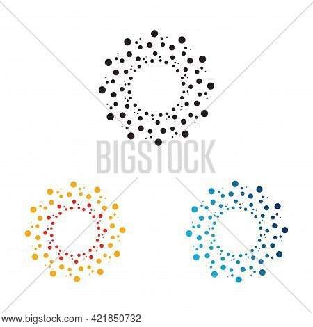 Halftone Effect Vector Logo. Dotted Circle Vector Template