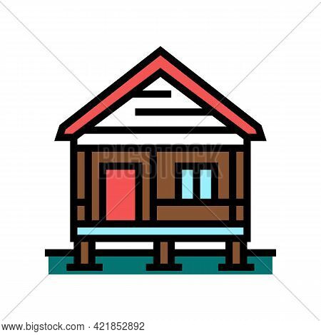 Bungalow House Color Icon Vector. Bungalow House Sign. Isolated Symbol Illustration