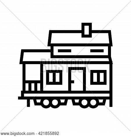 Mobile Home House Line Icon Vector. Mobile Home House Sign. Isolated Contour Symbol Black Illustrati