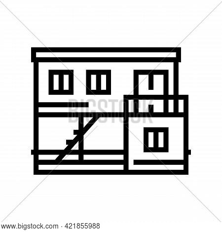 Container Home Line Icon Vector. Container Home Sign. Isolated Contour Symbol Black Illustration