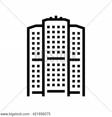 Apartment House Line Icon Vector. Apartment House Sign. Isolated Contour Symbol Black Illustration