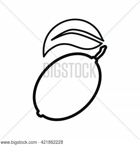 Lemon Simple Outline Vector Icon Illustration  On White Background