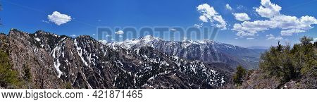 Wasatch Front Mount Olympus Peak Hiking Trail Inspiring Views In Spring Via Bonneville Shoreline, Ro
