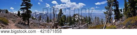 Wasatch Front Mount Olympus Peak hiking trail inspiring views in spring via Bonneville Shoreline, Ro